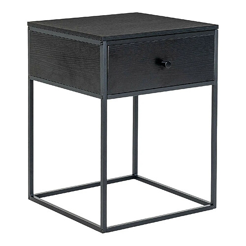 House Nordic Table d'appoint avec tiroir noir 40 x 40 x 55 cm