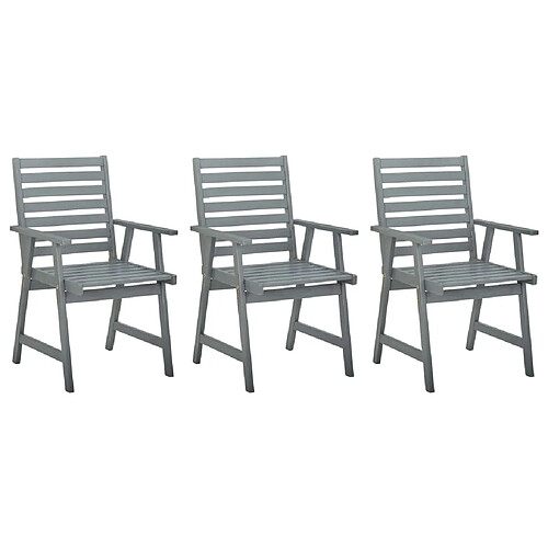 vidaXL Chaises à manger d'extérieur lot de 3 Gris Bois d'acacia