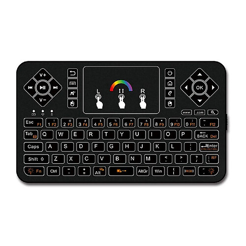 Universal Mini-clavier rétroéclairé couleur avec pavé tactile Portable 2,4 GHz Multifonction Micro-clavier sans fil pour PI/PC framboise | Clavier