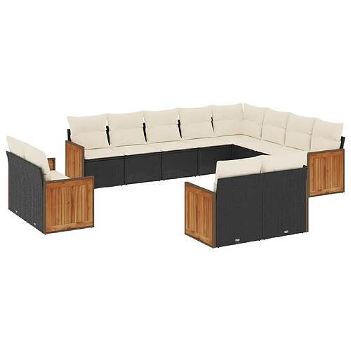 Maison Chic Salon de jardin 12 pcs avec coussins | Ensemble de Table et chaises | Mobilier d'Extérieur noir résine tressée -GKD85856