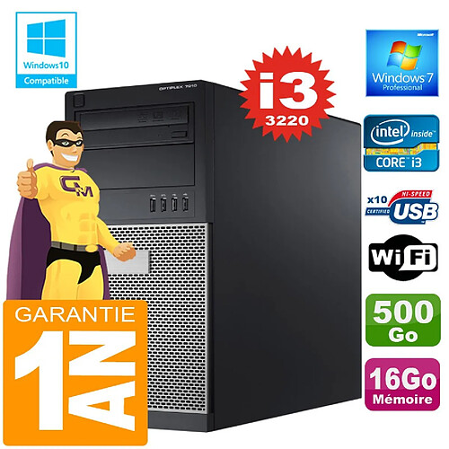 PC Tour DELL 7010 Core I3-3220 Ram 16Go Disque 500 Go Graveur DVD Wifi W7 · Occasion