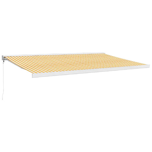 Maison Chic Store banne | Auvent rétractable de porte | Marquise Brise-soleil jaune et blanc 5x3 m tissu et aluminium -GKD36649