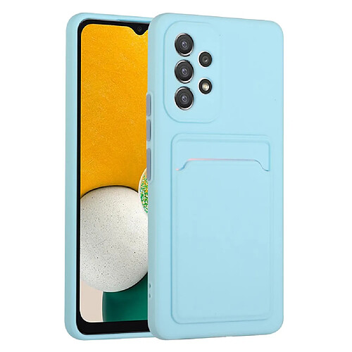 Coque en TPU antichoc, anti-rayures avec porte-carte bleu clair pour votre Samsung Galaxy A53 5G