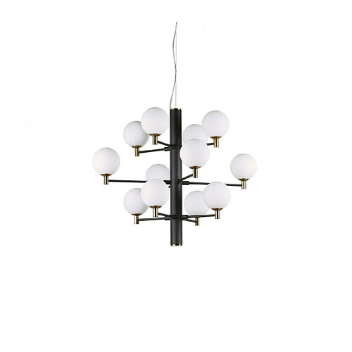 Ideal Lux Suspension Copernico Métal Noir 12 ampoules 74cm