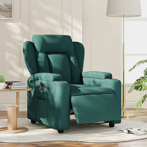 vidaXL Fauteuil inclinable électrique Vert foncé Tissu