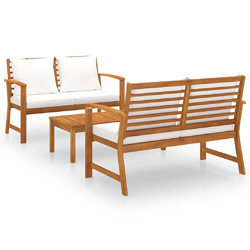 Maison Chic Salon de jardin 3 pcs - Table et chaises d'extérieur - Mobilier/Meubles de jardin Moderne avec coussin Bois d'acacia solide -MN77431