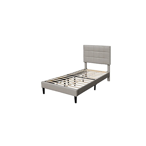 King Of Dreams Lit riley pour matelas 120x200-Sommier+Tête de Lit Capitonnee Couleur GRIS+Pieds en 16cm pour matelas-2x13Lattes