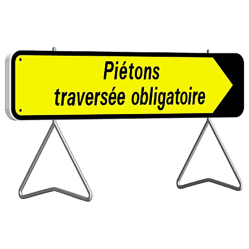 Panneau de signalisation de direction rectangulaire 1000x300mm 'Piétons traversée obligatoire' - TALIAPLAST - 526014