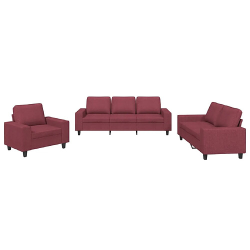 Maison Chic Ensemble de canapés 3 pcs, Canapé droit Sofa pour Salon rouge bordeaux tissu -GKD588051