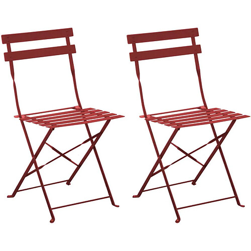 ALIZÉ Chaises pliantes en acier Cuba (Lot de 2) rouge.