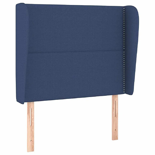 Maison Chic Tête de lit moderne avec oreilles pour chambre - Décoration de lit Bleu 93x23x118/128 cm Tissu -MN12016