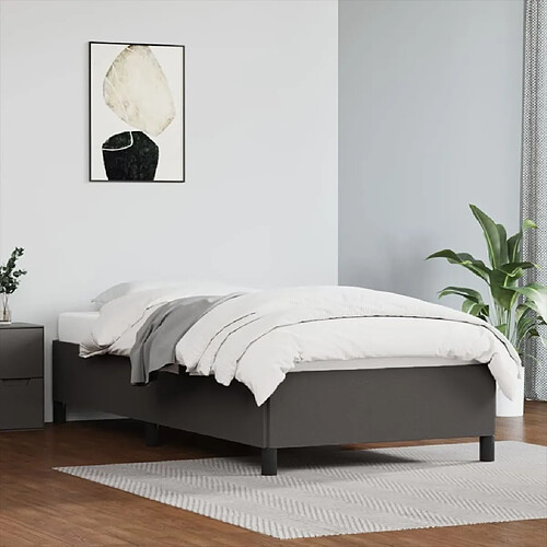 Maison Chic Lit adulte - Lit simple Cadre de lit,Structure du lit Contemporain Gris 100x200 cm Similicuir -MN77492