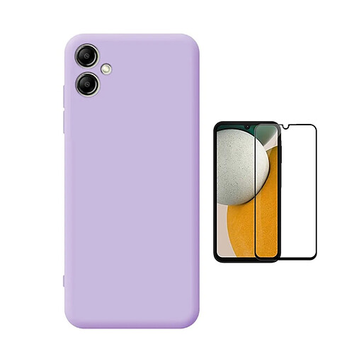 Kit De Film En Verre Trempé À Coque Complète 5D + Coque En Silicone Liquide Phonecare Pour Samsung Galaxy A06 - Violet