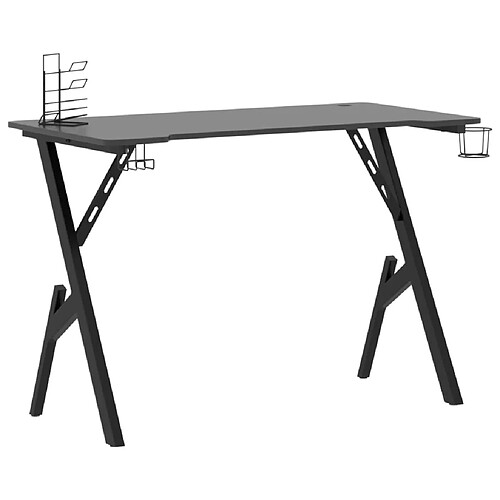 Helloshop26 Bureau table poste de travail meuble d'ordinateur informatique étude de jeu avec pieds en forme de Y 110 x 60 x 75 cm noir 02_0023771