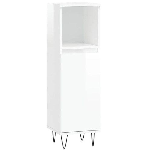 Maison Chic Armoire de salle de bain,Meuble de rangement,Meuble haut blanc brillant 30x30x100 cm -GKD785633