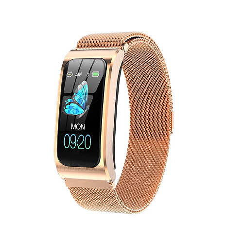 Wewoo Bracelet connecté AK12 1,14 pouces écran couleur IPS Smart Watch IP68 étancheBracelet en métalrappel d'appel / surveillance de la fréquence cardiaque / de la pression artérielle / du sommeil / prédire le cycle menstruel intelligemment Or