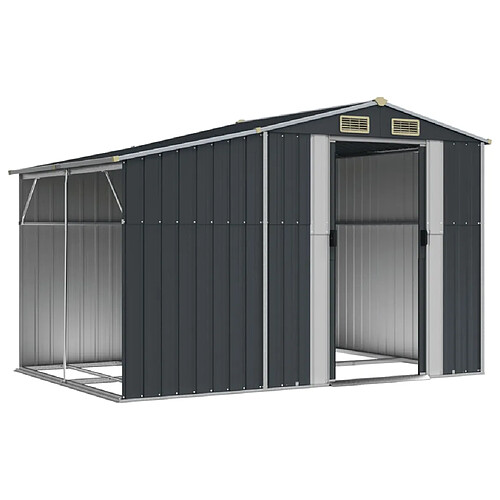 Helloshop26 Abri de jardin cabane cabanon maison de stockage remise extérieur hangar outils robuste 277 x 192,5 x 179 cm acier galvanisé anthracite 02_0022211