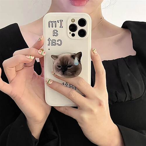 GUPBOO Étui pour iPhone13 coque de téléphone simple support de chat mignon