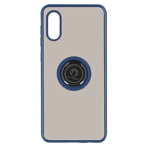 Avizar Coque Samsung Galaxy A02 Bi-matière Bague Métallique Support Vidéo Bleu