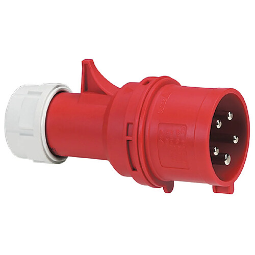 fiche inverseur droite - 32 ampères - 3p+n+t - ip44 - rouge - legrand 058141