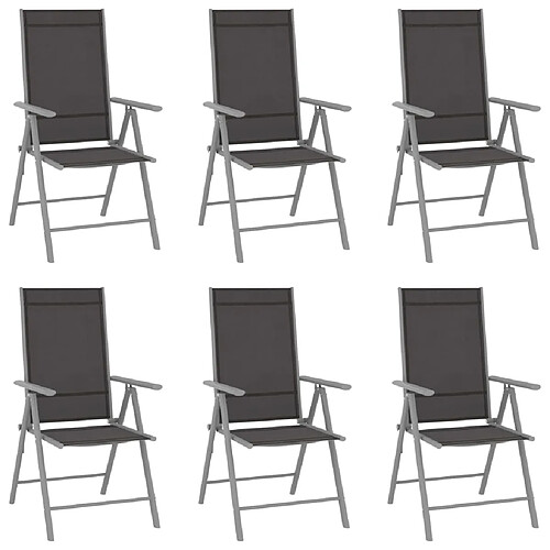 vidaXL Chaises de jardin pliables lot de 6 Textilène Noir