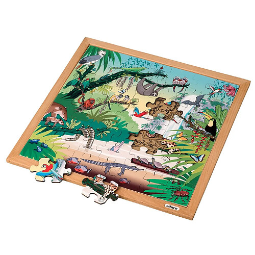 Educo Puzzle en Bois -Foret tropicale (49 pieces) - jeu Montessori