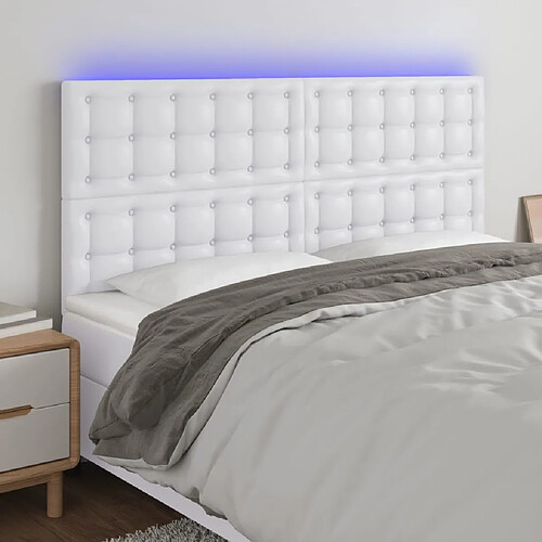 vidaXL Tête de lit à LED Blanc 200x5x118/128 cm Similicuir