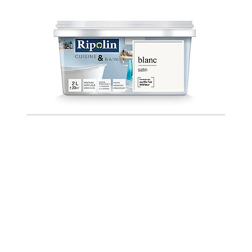 Ripolin - Peinture Esprit Déco Cuisine & Bain satin (Murs de cuisine et salle de bain) 2L Blanc