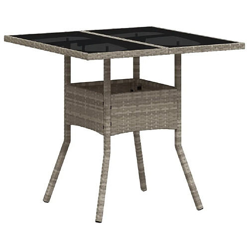 Maison Chic Table de jardin | Table d'extérieur avec dessus en verre gris clair résine tressée -GKD43468