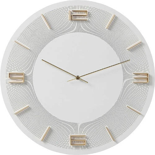 Karedesign Horloge murale Leonardo blanche et dorée Kare Design