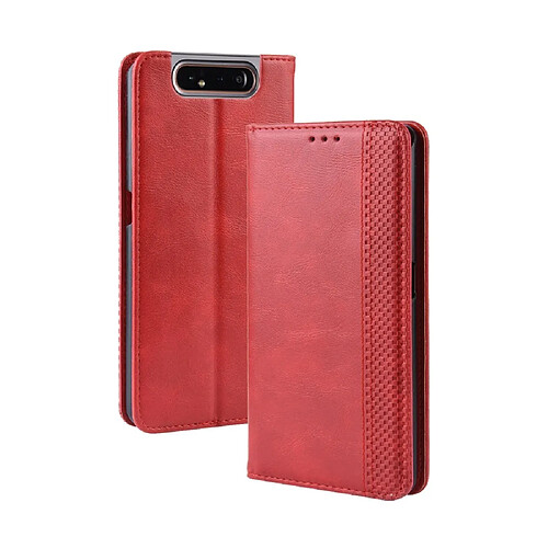 Wewoo Housse Coque Etui en cuir à boucle magnétique avec rétro pour Crazy Horse Texture horizontale Galaxy A80 / A90avec porte-cartes et emplacements cartes et cadre photo Rouge