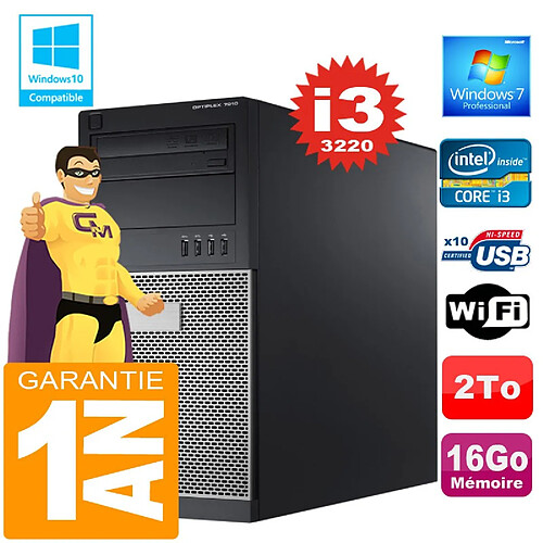 PC Tour DELL 7010 Core I3-3220 Ram 16Go Disque 2 To Graveur DVD Wifi W7 · Occasion