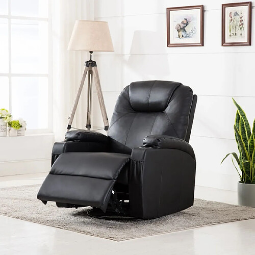 Maison Chic Fauteuil à bascule de massage,Fauteuil pour relax Noir Similicuir -MN23814