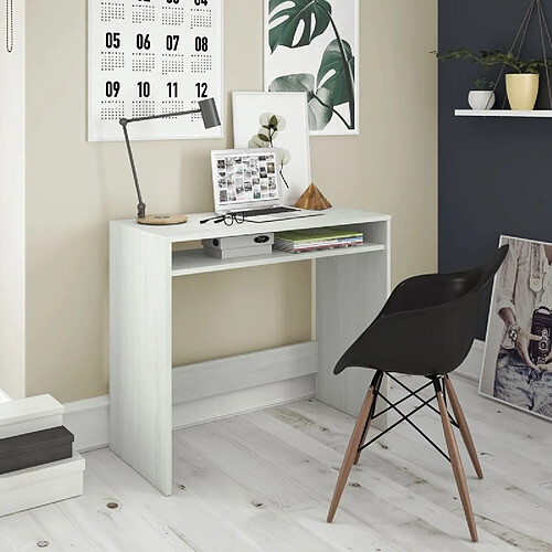 Webmarketpoint Petit bureau d'ordinateur blanc avec compartiment cm 79 x 43 x 78 h