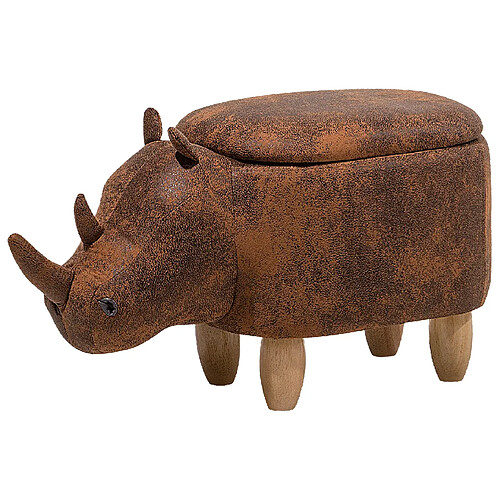 Beliani Repose-pied RHINO Marron clair Cuir PU