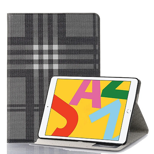 Wewoo Housse Étui Coque Pour iPad 10.2 / 10.5 Plaid Texture en cuir à rabat horizontal avec support et fentes cartes et portefeuille gris