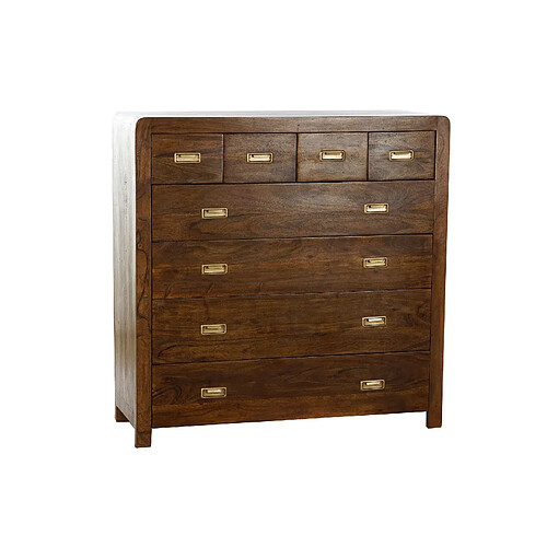 Pegane Commode en bois Acacia marron avec 8 tiroirs - Largeur 110 x Hauteur 110 x Profondeur 40,5 cm