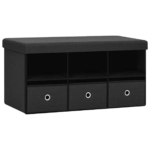 Maison Chic Banc de rangement | Meuble de rangement d'Entrée | Coffres d'Intérieur pliable Noir 76x38x38 cm Faux lin -MN74457