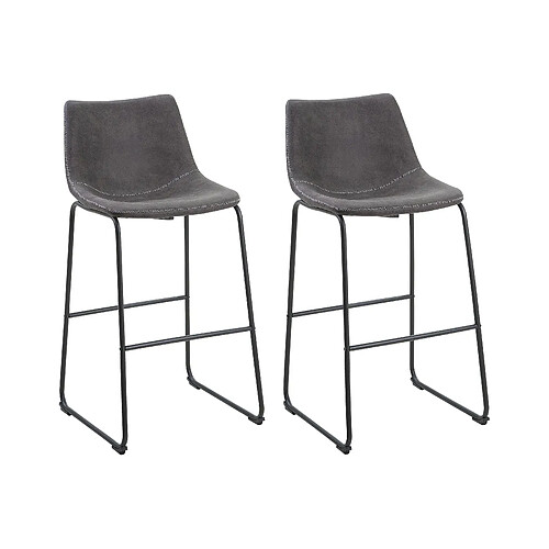 Beliani Tabouret de bar Set de 2 Tissu Gris FRANKS