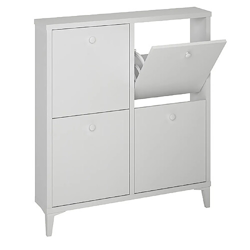 Pegane Commode Meuble à chaussures coloris blanc - Longueur 90 x Hauteur 100 x Profondeur 20 cm