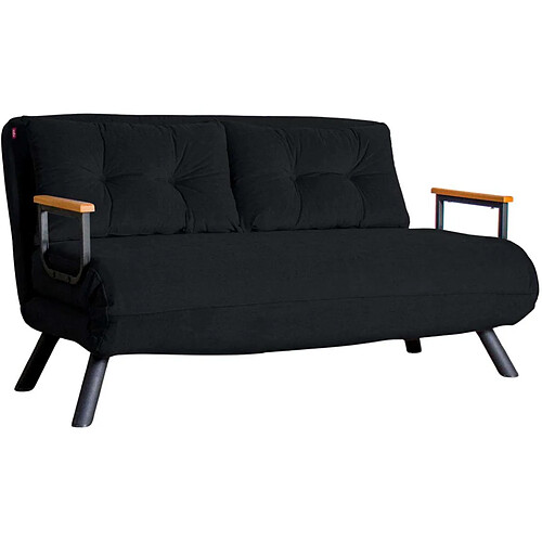 Hanah Home Canapé 2 places convertible en tissu Sando noir.