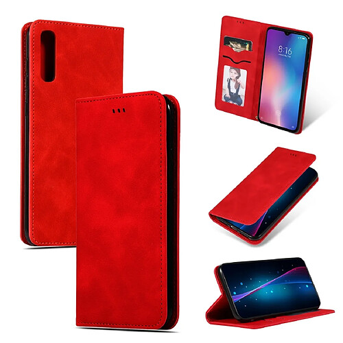 Wewoo Housse Coque Étui en cuir avec rabat horizontal magnétique Business Skin Feel rétro pour Xiaomi 9 SE rouge