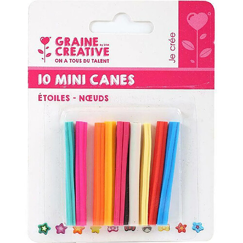 Graines Creatives 10 mini canes pâte polymère à trancher 5 x 0,5 cm - Nœuds & étoiles