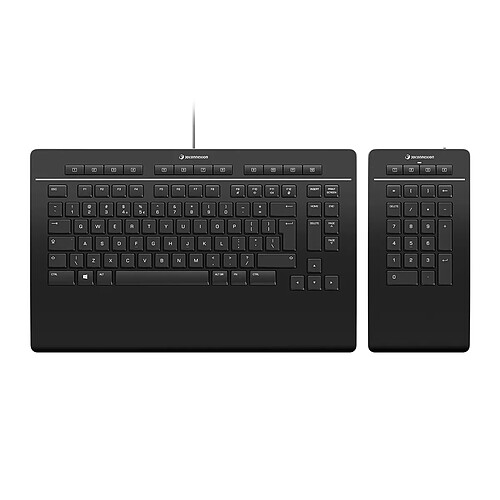 3Dconnexion Keyboard Pro with Numpad clavier USB + RF Wireless + Bluetooth QWERTY US International Noir