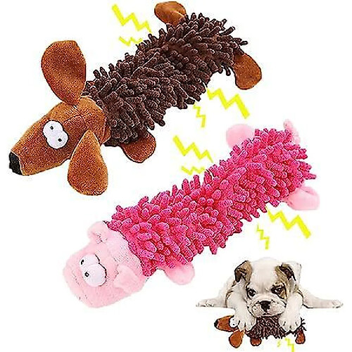 Peluches Squeak Dog Toys, Un Pack De Jouets À Mâcher Avec 2 Chiens Qui Grincent