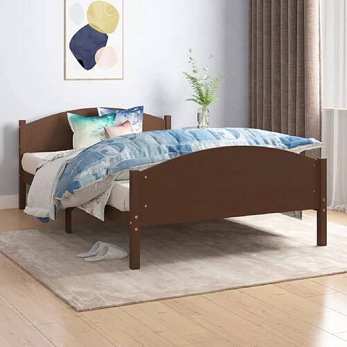 vidaXL Cadre de lit sans matelas marron foncé pin massif 120x200 cm