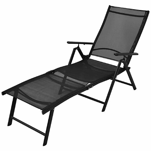 Maison Chic Chaise longue pliable de jardin | Bain de soleil Relax | Transat Aluminium Noir -GKD94508