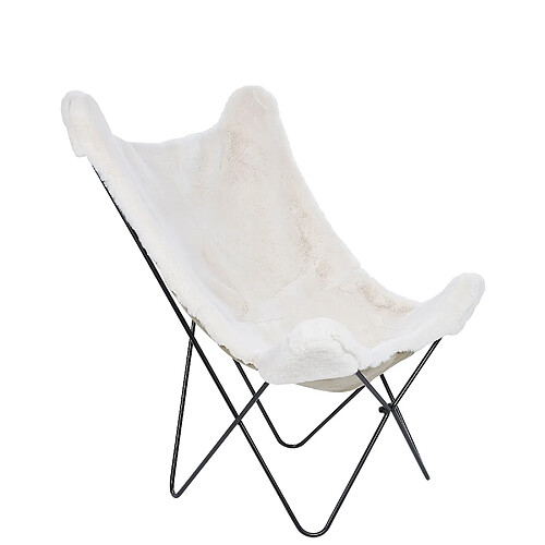 Beliani Fauteuil NYBRO Fourrure synthétique Blanc