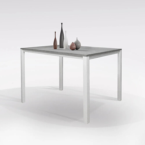 Alter Table de salle à manger extensible, Table de cuisine avec rallonge, Made in Italy, 110x70h76 cm, couleur Ciment et Blanc