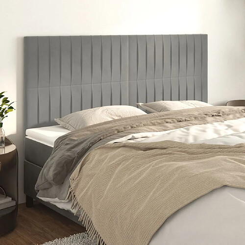 vidaXL Têtes de lit 4 pcs Gris clair 90x5x78/88 cm Velours